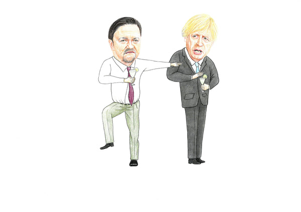 David Brent and Boris Johnson drinking Frozen Daquiris Print