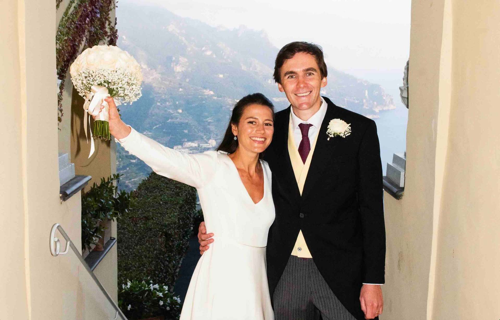 Tom and Deborah Cridland on their wedding day in Ravello