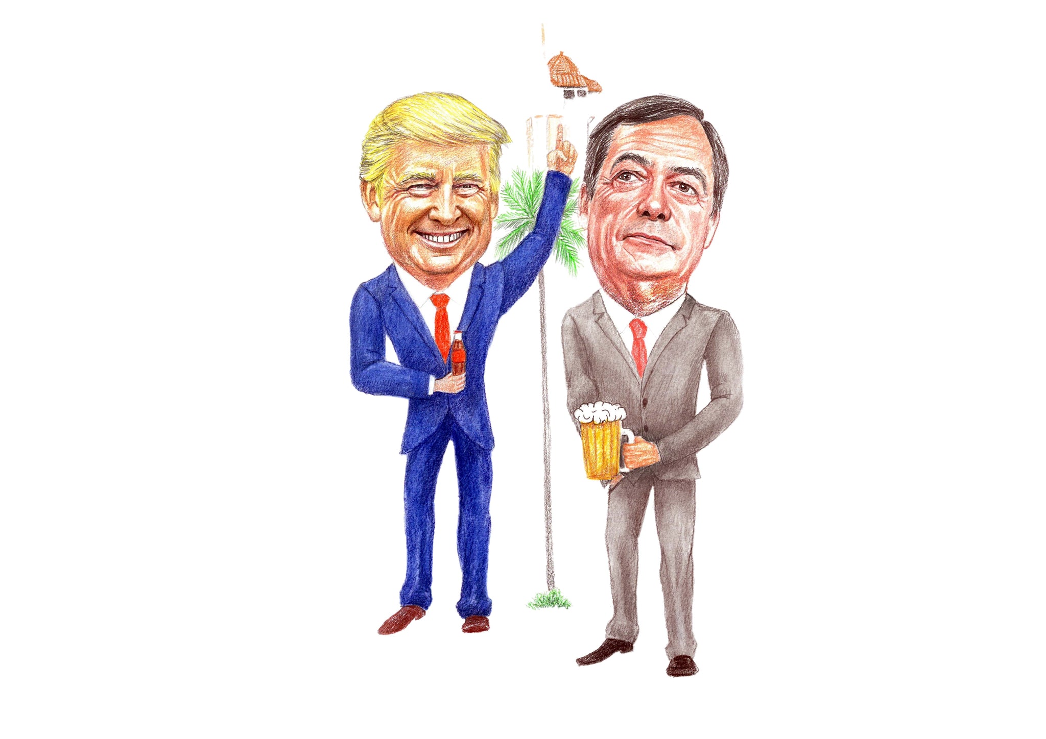 Coke for Trump, pint of ale for Farage at Mar-A-Lago Print