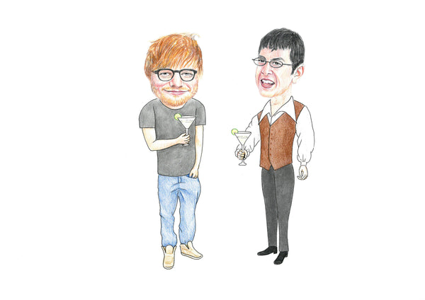 Ed Sheeran and McLovin drinking Margaritas Print
