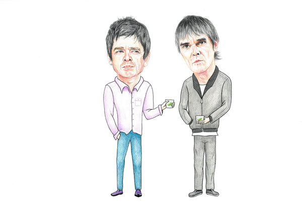 Noel Gallagher and Ian Brown drinking Gin n' Tonics Print